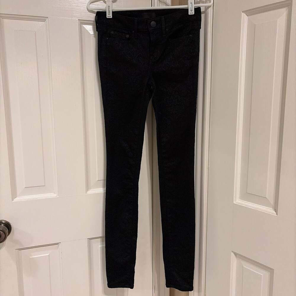Vince Black Jacquard Skinny Jeans DV166-2096 Size 25